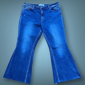 Bridge by GLY Blue Jeans with Stretch and Flared Legs - Size 34 Reworked Hem